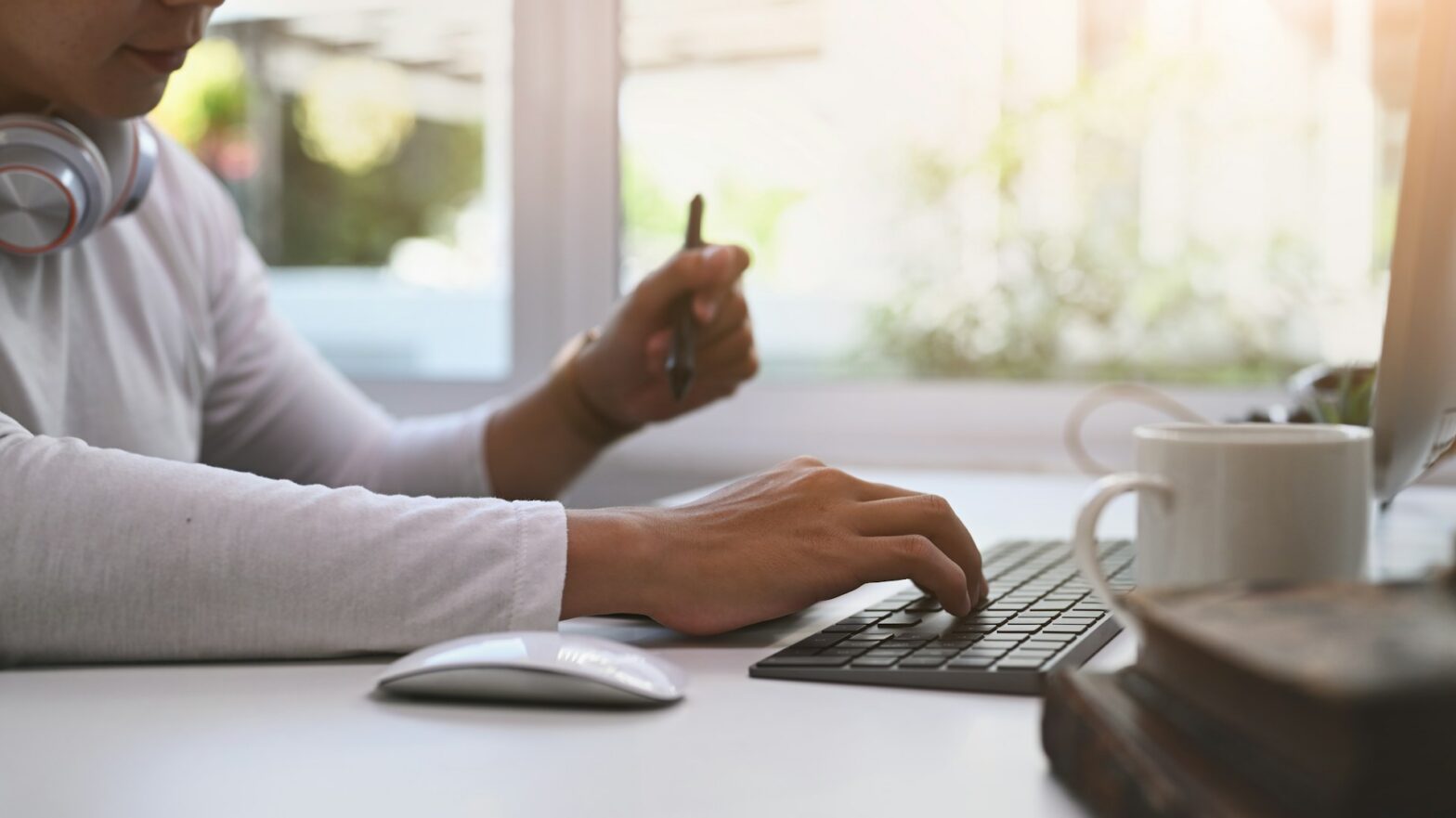 A person using a laptop
